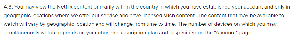 Netflix terms of use